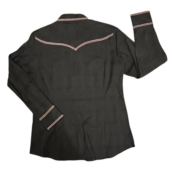 Ariat women's black snap front embroidered shirt, front pockets, fitted Sz Large - Picture 4 of 8